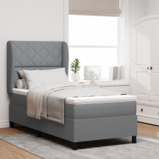 vidaXL Boxspring Ágy Matracal - Világosszürke, 90x200 cm, Szövet ágy és ágykellék