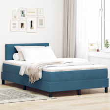 vidaXL Boxspring Ágy Matraccal &amp;amp; LED Sötétkék 120x190 cm Bársony ágy és ágykellék