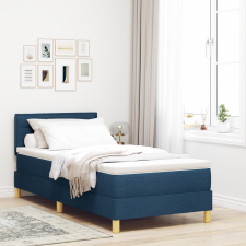 vidaXL Boxspring ágy matraccal és LED-del, kék, 80x200 cm, szövet ágy és ágykellék
