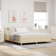 vidaXL Boxspring Ágy Matraccal és LED-del Krém 180x200 cm Szövet ágy és ágykellék