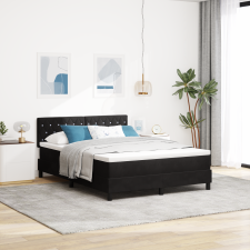 vidaXL Boxspring Ágy Matraccal és LED Fekete 140x190 cm Bársonyos ágy és ágykellék