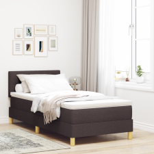 vidaXL Boxspring ágy matraccal és LED fénnyel sötétbarna 80x200 cm szövet ágy és ágykellék