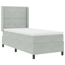 vidaXL Boxspring Ágy Matraccal és LED Fénnyel Szürke 100x200 cm Bársony (3343856) ágy és ágykellék