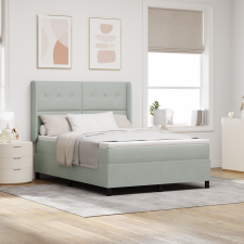 vidaXL Boxspring Ágy Matraccal és LED Fénnyel Szürke 160x200 cm Bársonyos ágy és ágykellék