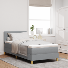 vidaXL Boxspring Ágy Matraccal és LED Fény Világosszürke 100x200 cm Szövet ágy és ágykellék