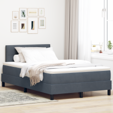 vidaXL Boxspring ágy matraccal és LED lámpával, sötétszürke, 120x200 cm, bársonyos ágy és ágykellék