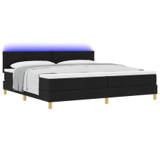 vidaXL Boxspring ágy matraccal és LED világítással, fekete, 200x200 cm, szövet (3342543) ágy és ágykellék