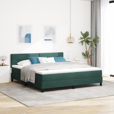 vidaXL Boxspring ágy matraccal és LED világítással Sötét zöld 180x200 cm Bársony ágy és ágykellék