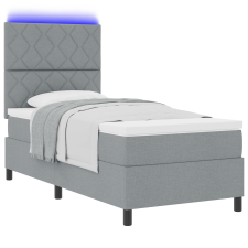 vidaXL Boxspring ágy matraccal és LED világítással, szürke, 100x200 cm, szövet (3342921) ágy és ágykellék