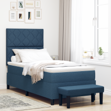 vidaXL Boxspring Ágy Matraccal és Pad Kék 100x200 cm Szövet ágy és ágykellék