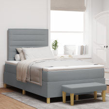 vidaXL Boxspring Ágy Matraccal és Pad Light Grey 120x200 cm Szövet ágy és ágykellék