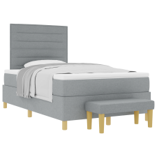 vidaXL Boxspring Ágy Matraccal és Pad Light Grey 120x200 cm Szövet (3344212) ágy és ágykellék