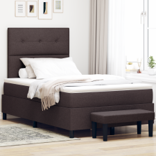 vidaXL Boxspring ágy matraccal és paddal Sötétbarna 120x200 cm Szövet ágy és ágykellék