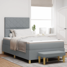 vidaXL Boxspring ágy matraccal és paddal Világosszürke 120x200 cm Szövet ágy és ágykellék