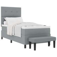 vidaXL Boxspring ágy matraccal és paddal világosszürke 90x190 cm szövet (3344030) ágy és ágykellék