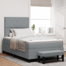 vidaXL Boxspring ágy matraccal és padlós lámpával Szürke 120x200 cm Szövet ágy és ágykellék