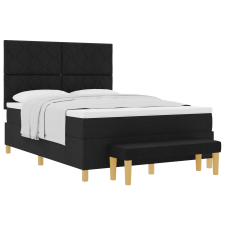 vidaXL Boxspring Ágy Matraccal és Padlóval Fekete 140x200 cm Szövet (3344382) ágy és ágykellék