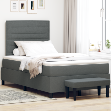 vidaXL Boxspring ágy matraccal és padról sötét szürke 120x200 cm szövet ágy és ágykellék