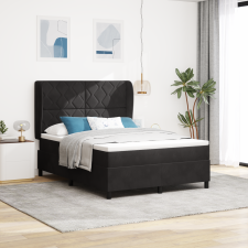 vidaXL Boxspring Ágy Matraccal Fekete 160x200 cm Bársony ágy és ágykellék