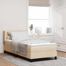 vidaXL Boxspring ágy matraccal Krém 90 x 190 cm Szövet és Mérnöki Fa ágy és ágykellék