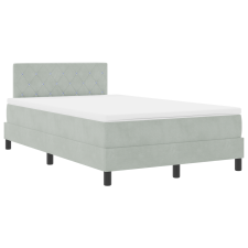 vidaXL Boxspring Ágy Matraccal & LED Fény, Világosszürke, 120x200 cm, Bársony (3342578) ágy és ágykellék