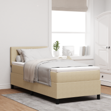 vidaXL Boxspring Ágy matraccal & LED fény Zöld Szürke 90x200 cm Bársonyos Anyag ágy és ágykellék