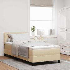 vidaXL Boxspring ágy matraccal matracmal Krém 100 x 200 cm szövet ágy és ágykellék
