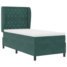vidaXL Boxspring Ágy Matraccal Sötét Zöld 90x190 cm Bársony (3340853) ágy és ágykellék