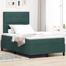 vidaXL Boxspring Ágy Matraccal Sötét Zöld Kis Kettős Bársony ágy és ágykellék