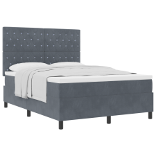 vidaXL Boxspring Ágy Matraccal Sötétszürke 160x200 cm Bársony (3339777) ágy és ágykellék