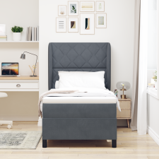 vidaXL Boxspring Ágy Matraccal Sötétszürke 90x200 cm Bársony ágy és ágykellék