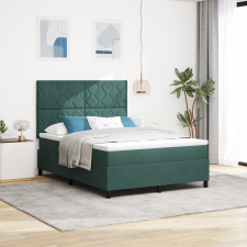 vidaXL Boxspring Ágy Matraccal Sötétzöld 140x200 cm Bársonyos ágy és ágykellék