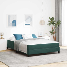vidaXL Boxspring ágy matraccal Sötétzöld 160 x 200 cm Bársony ágy és ágykellék