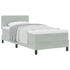 vidaXL Boxspring Ágy Matraccal Világosszürke Egyszemélyes Bársonyos (3339074) ágy és ágykellék