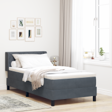 vidaXL Boxspring Ágy Matraceval Sötétszürke 100x200 cm Bársonyos ágy és ágykellék