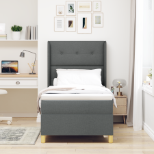 vidaXL Boxspring Ágy Matraceval Sötétszürke 90x200 cm Szövet ágy és ágykellék