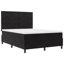 vidaXL Boxspring Ágy Matrackal és LED Fekete 140x190 cm Bársony (3343378) ágy és ágykellék