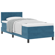 vidaXL Boxspring Ágy Matracokkal Sötétkék 100x200 cm Bársony (3339222) ágy és ágykellék