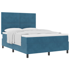 vidaXL Boxspring Ágy Matracokkal Sötétkék 160x200 cm Bársony (3339846) ágy és ágykellék