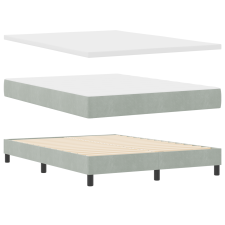 vidaXL Boxspring Ágy Matracot Hozzáadva Világosszürke 140x200 cm Bársony (3340442) ágy és ágykellék