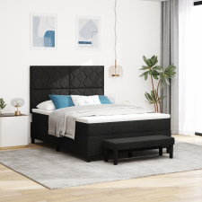 vidaXL Boxspring Ágy Matresszel és Padlóval Fekete 160x200 cm Szövet ágy és ágykellék