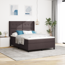 vidaXL Boxspring Ágy Mattal és LED-del Sötétbarna, 140x190 cm, Szövet ágy és ágykellék