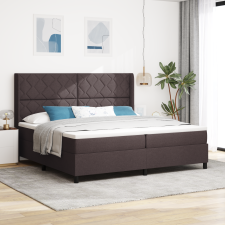 vidaXL Boxspring Ágy Mattal és LED-del Sötétbarna 200x200 cm Szövet ágy és ágykellék