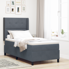 vidaXL Boxspring Ágy Mattal és LED Fekete Szürke 100x200 cm Bársony ágy és ágykellék