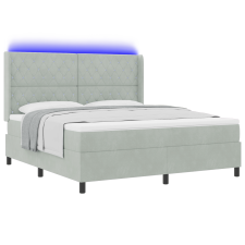 vidaXL Boxspring Ágy Mattal és LED Fénnyel Szürke 180x200 cm Bársony (3343826) ágy és ágykellék