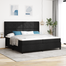 vidaXL Boxspring Ágy Mattal és LED Fényekkel Fekete 200x200 cm Szövet ágy és ágykellék