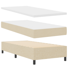 vidaXL Boxspring Ágy Mattal és LED Fényekkel Krém 100x200 cm Szövet (3343558) ágy és ágykellék