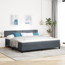 vidaXL Boxspring Ágy Mattal és LED Világítással Sötét Szürke 200x200 cm Bársony ágy és ágykellék