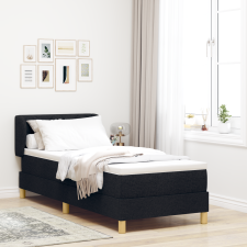 vidaXL Boxspring Ágy Mattal Fekete 80x200 cm Textil ágy és ágykellék