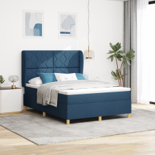 vidaXL Boxspring Ágy Mattal Kék 140x190 cm Szövet ágy és ágykellék